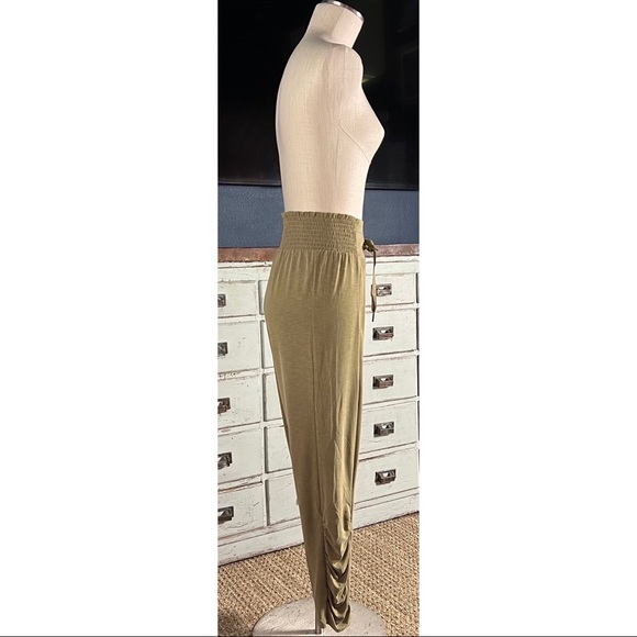 Anthropologie Saturday Sunday Ruched Tapered Green Pants S - Picture 5 of 13